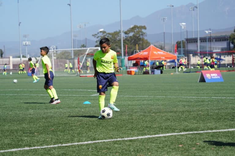 Football player undergoes football training at Barcelona